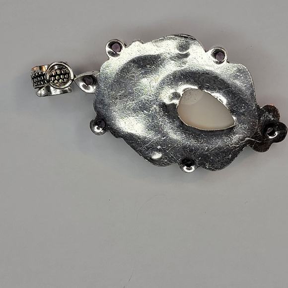 Sterling Silver Pendant with Multicolor Stone Face and Amethyst Accents - Picture 2 of 12